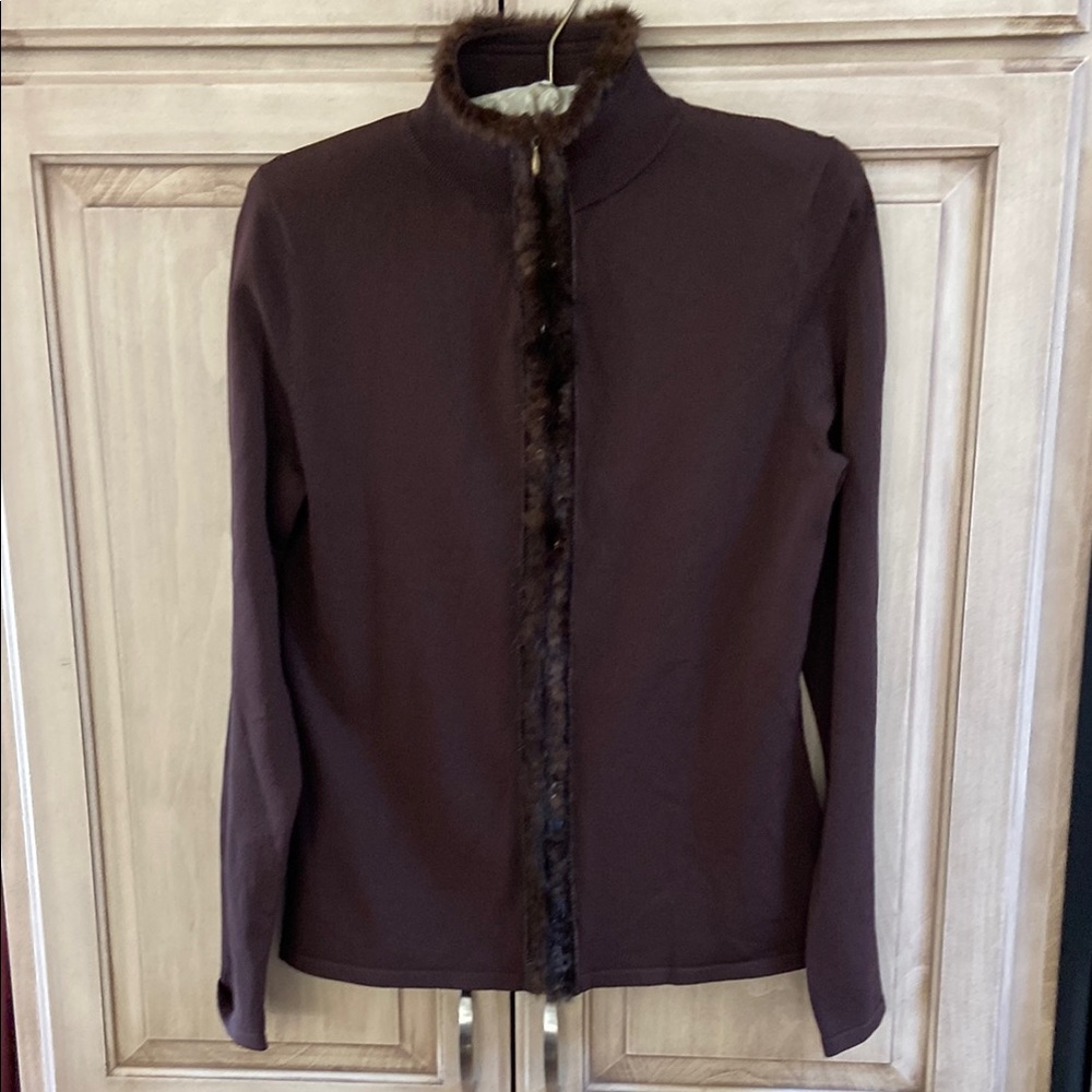 My Favorite Things cardigan Colleen Lopez fur trim mink